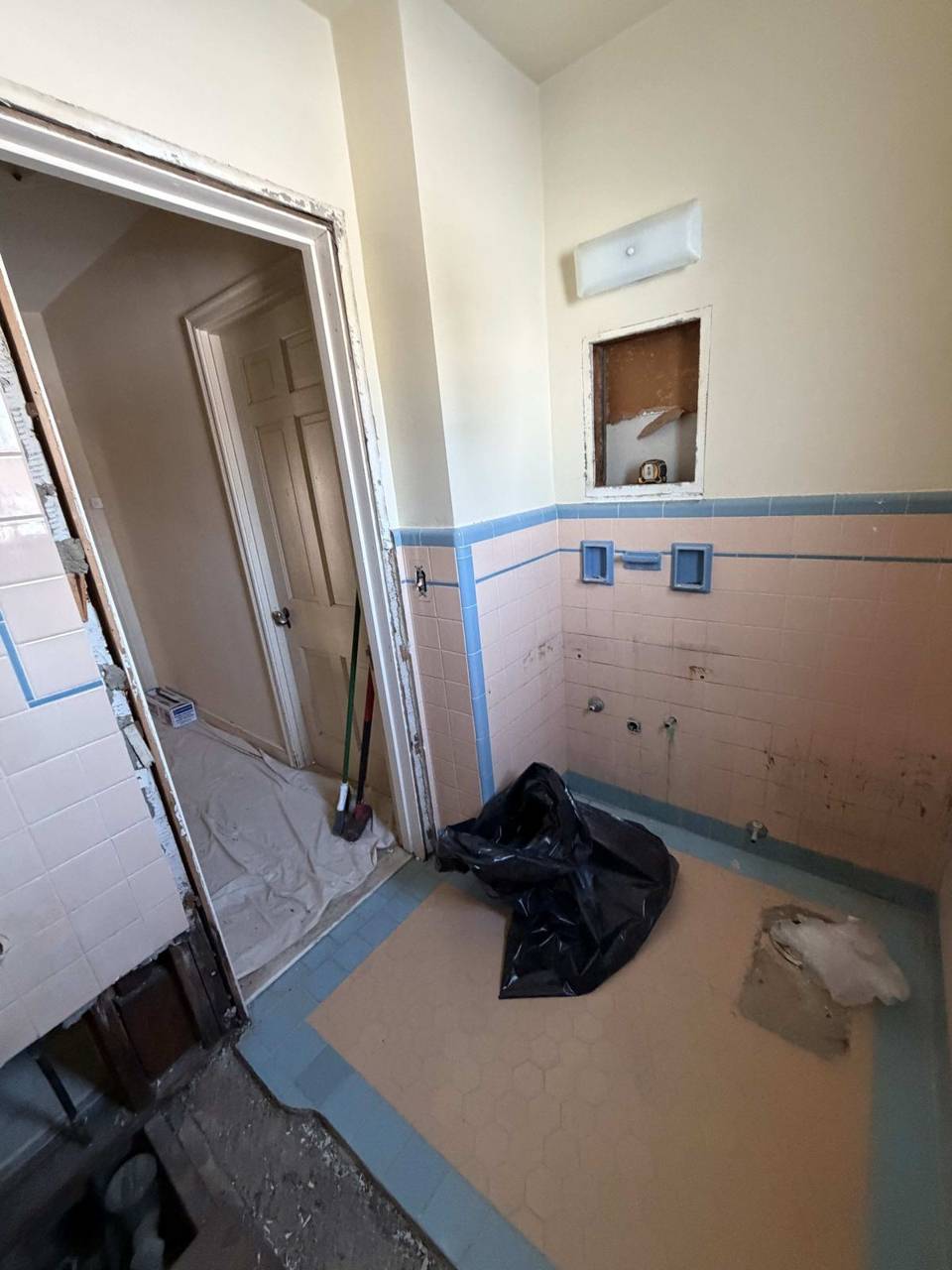 Bathroom stripped to the studs during remodel