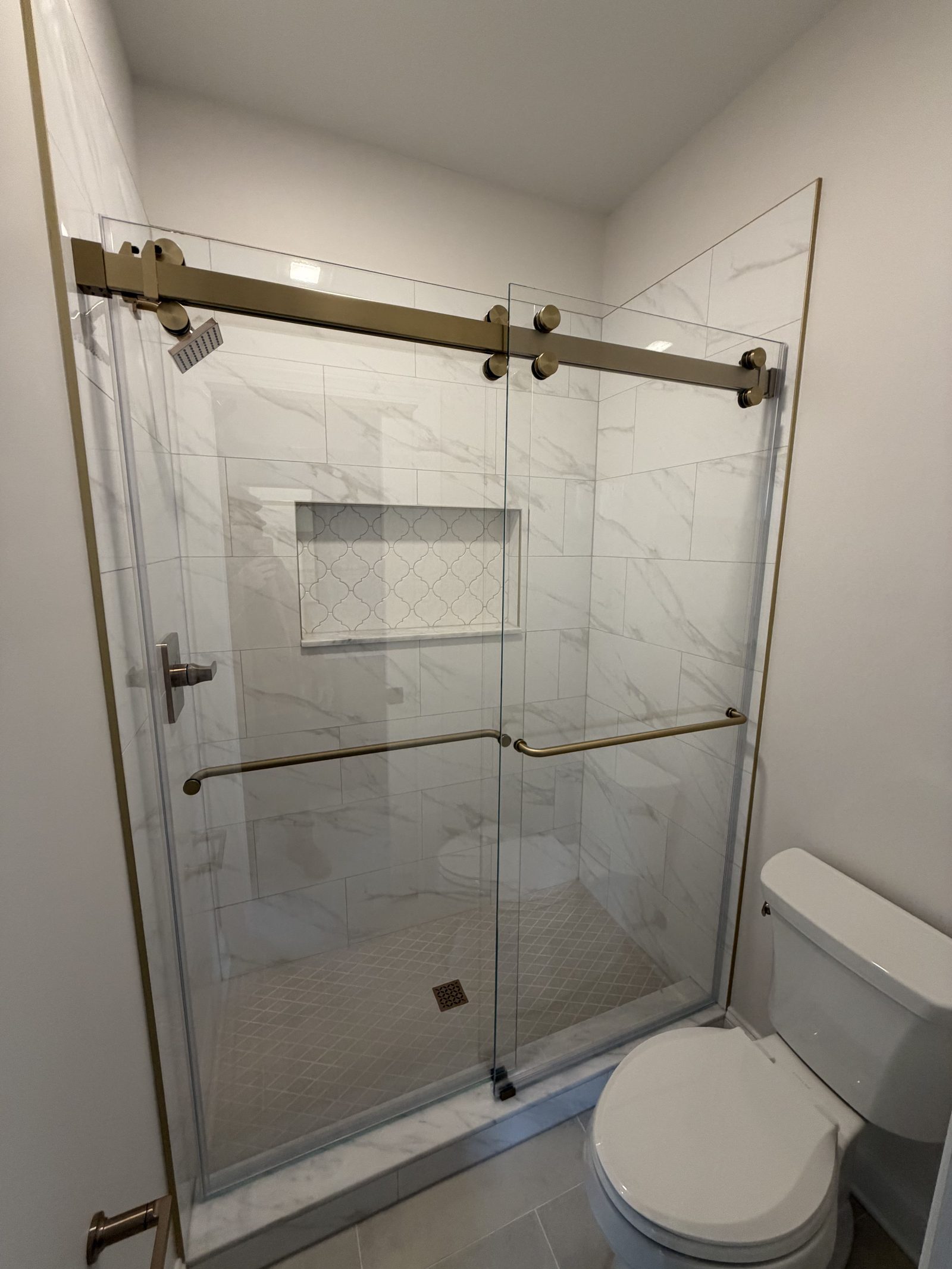 Marble walk-in shower